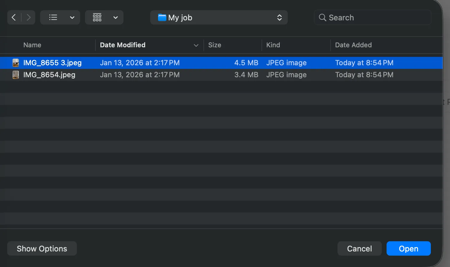 Upload Dialog on Web