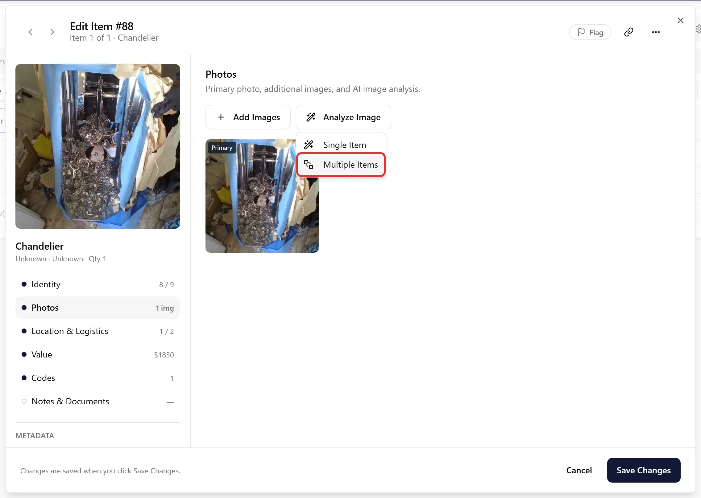 Using Analyze Image to split a single photo into multiple items