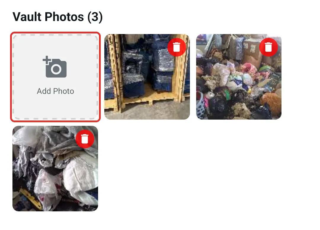Vault Photos thumbnails on the location’s screen
