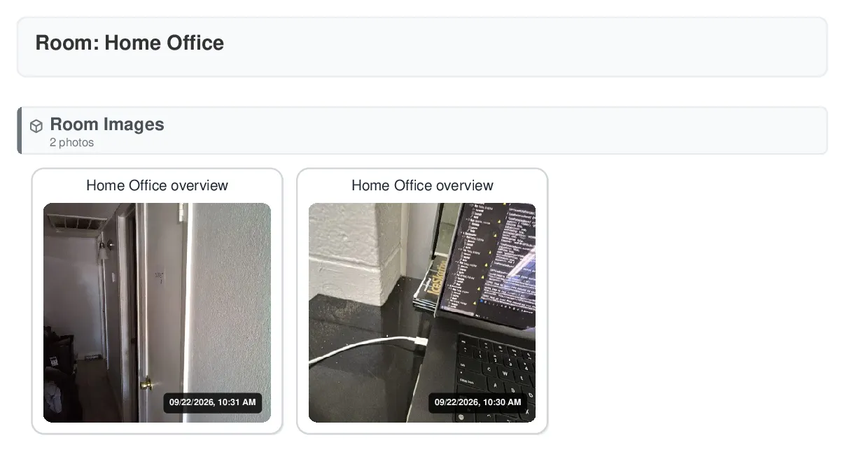 Example Job & Room Photo Report with room documentation photos