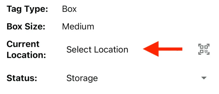 Box details showing vault location dropdown