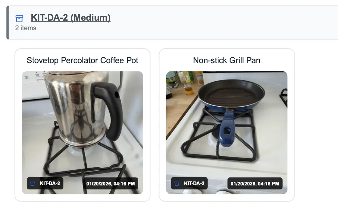 Photo report with item images