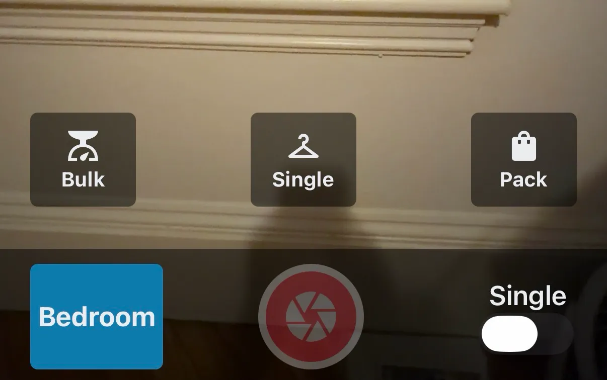 Textiles Mode interface showing Bulk, Single, and Packed buttons