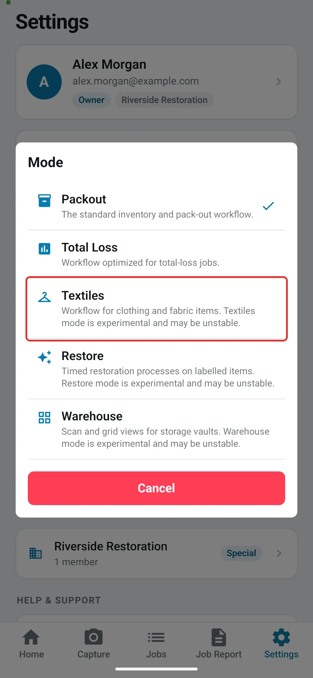 How to enable Textiles Mode