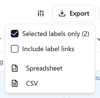 Export options