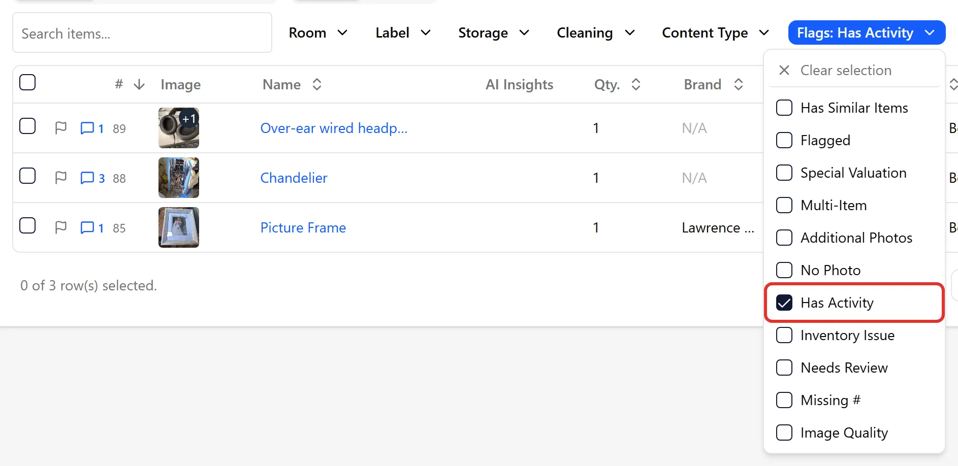Filter Items with Policyholder Comments