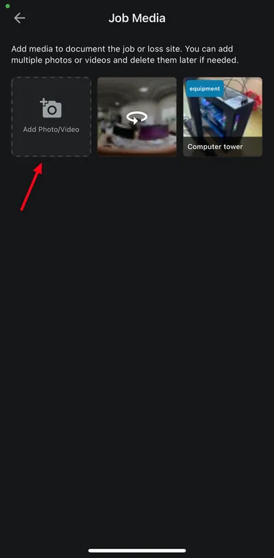 Job Media gallery with Add Photo/Video tile