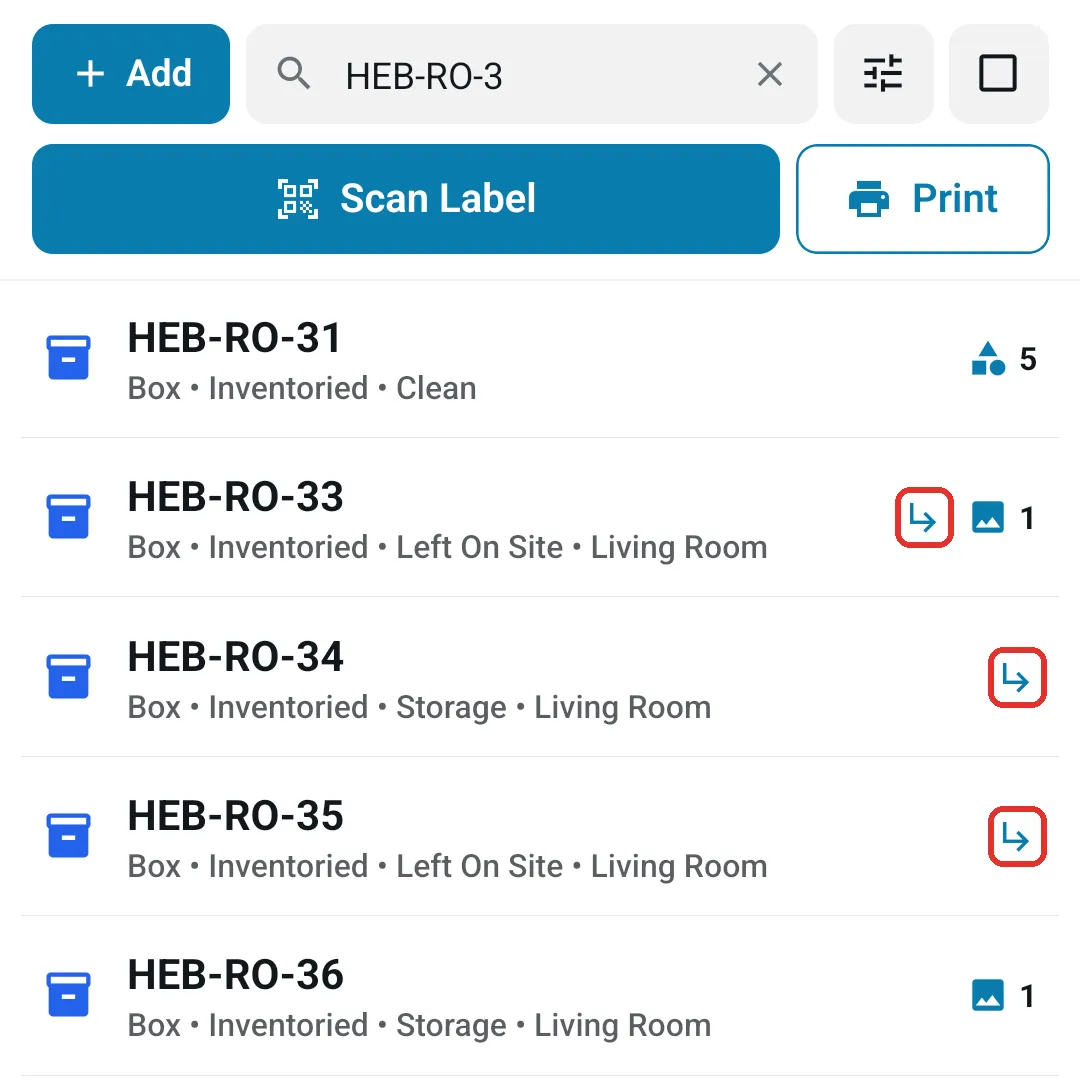 Labels inside a group marked with an arrow