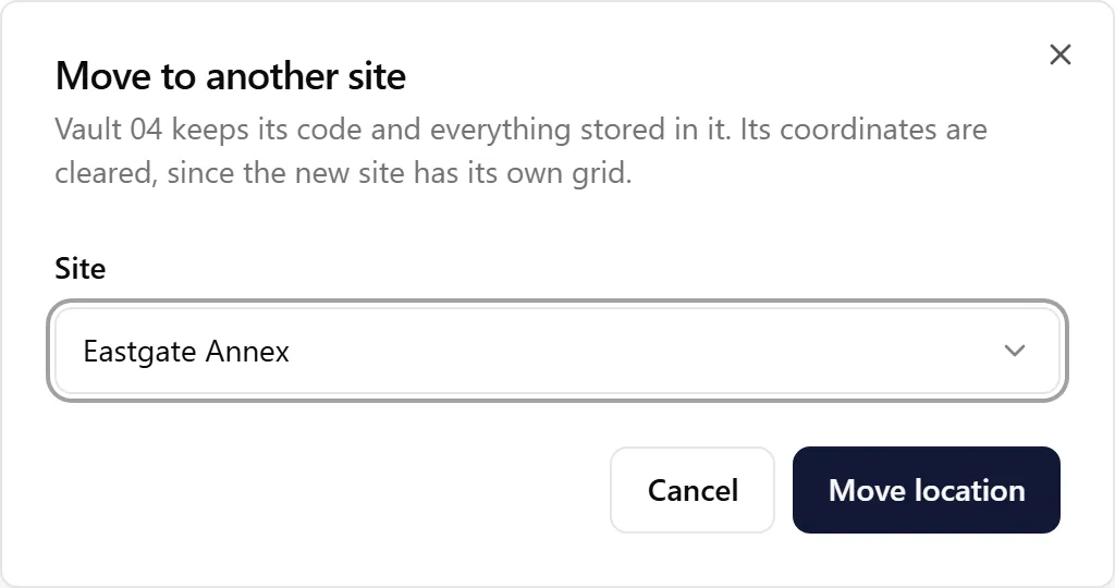The Move to another site dialog