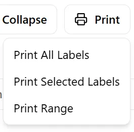 Print options dropdown